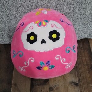 Squishmallows Plush Day of the Dead‎ Skull Pillow Stuffed Animal Pink